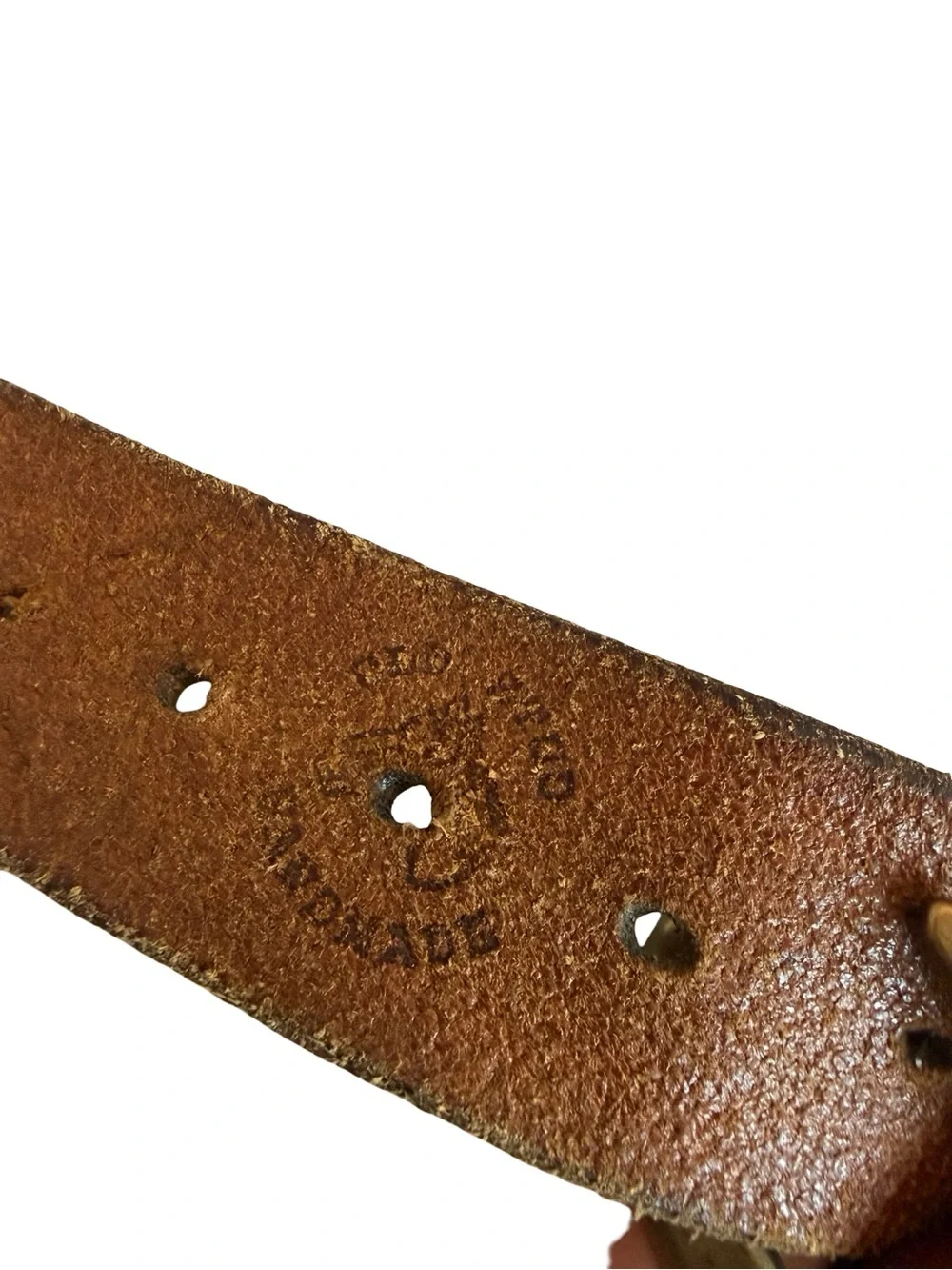 Old Stud Handmade Brown Leather Belt Embossed Floral Stamped Unique Everyday
